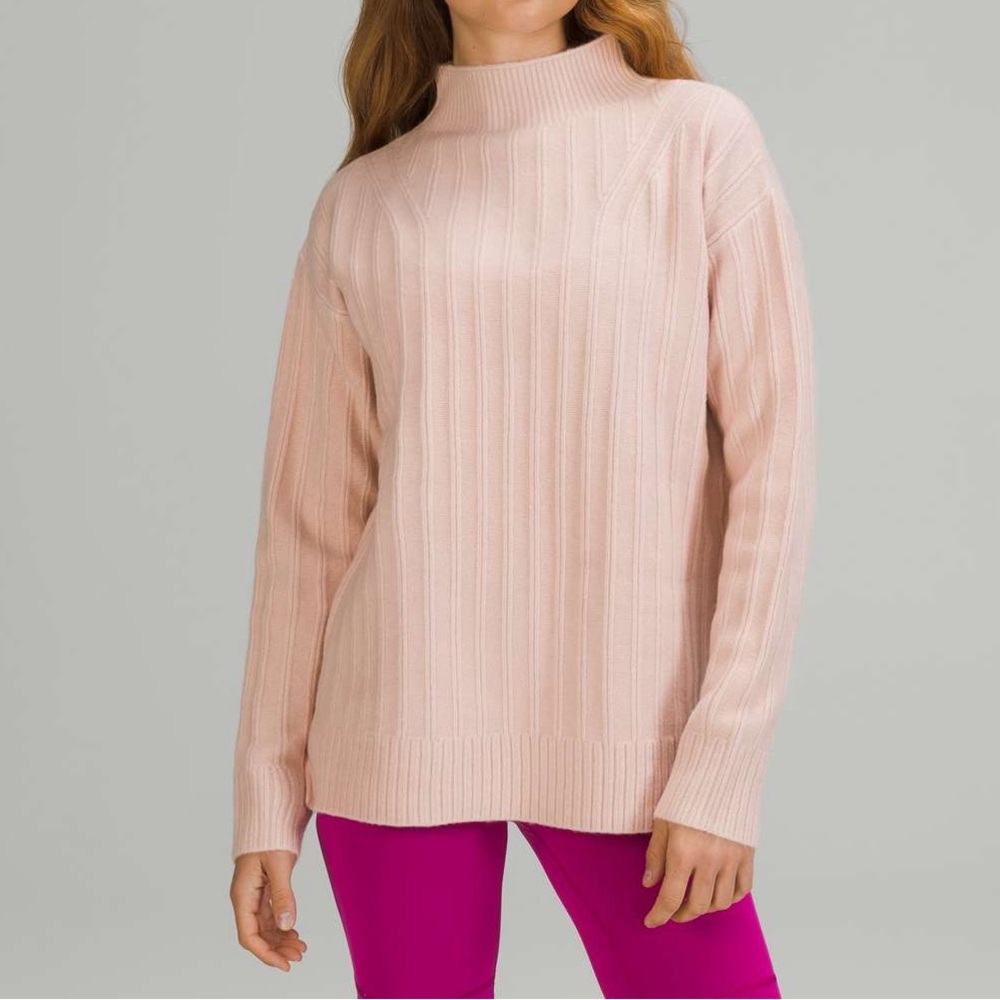 Lululemon Twin Rib Turtleneck Sweater - Feather Pink - Wool Blend